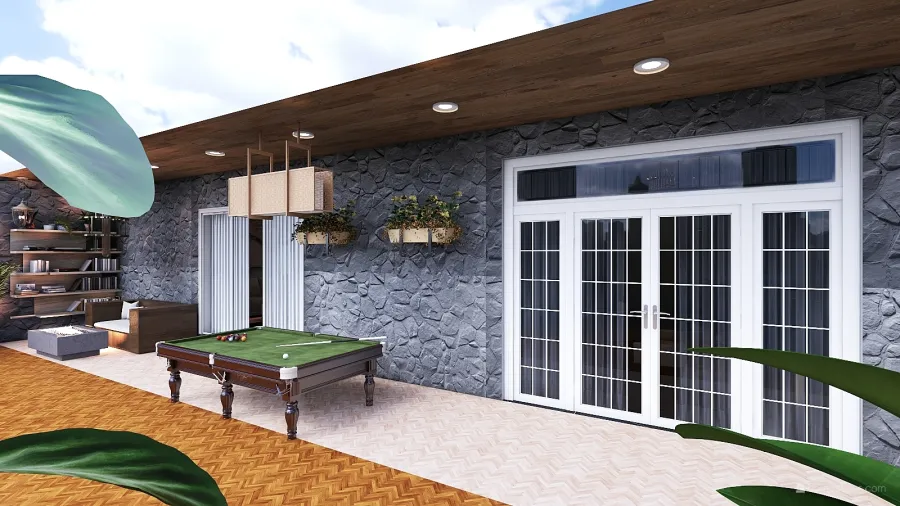 Modern ArtDeco Beige Grey White Terrace 3d design renderings
