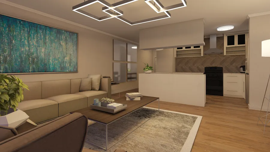 Open Plan Kitchen / Living Room 3d design renderings