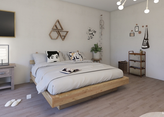 indie bedroom Design Rendering