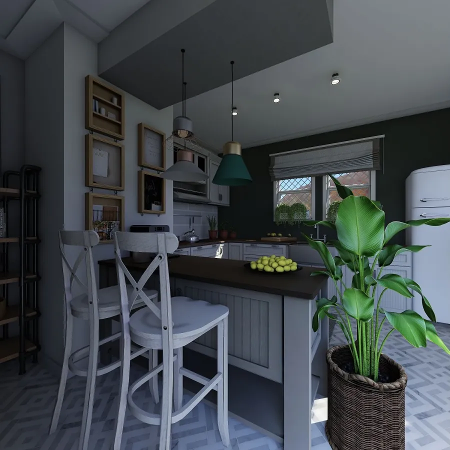 Scandinavian WoodTones White Kitchen 3d design renderings