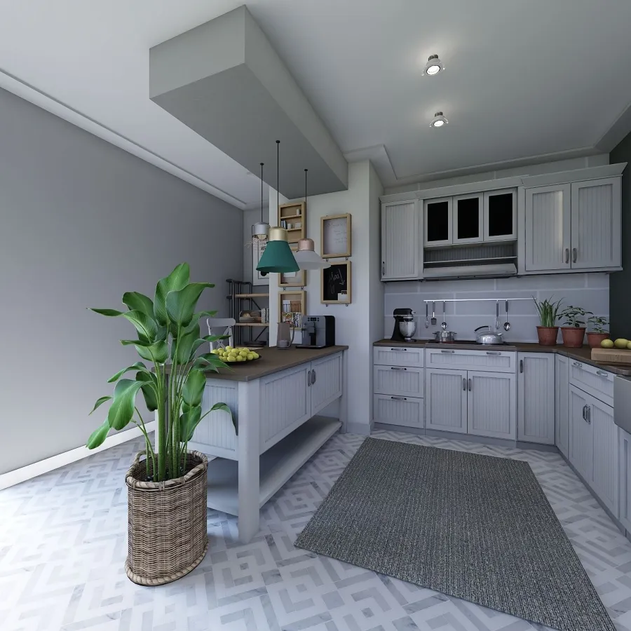 Scandinavian WoodTones White Kitchen 3d design renderings