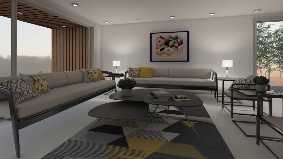 Traditional Contemporary Black White Yellow Unnamed space 3d design renderings