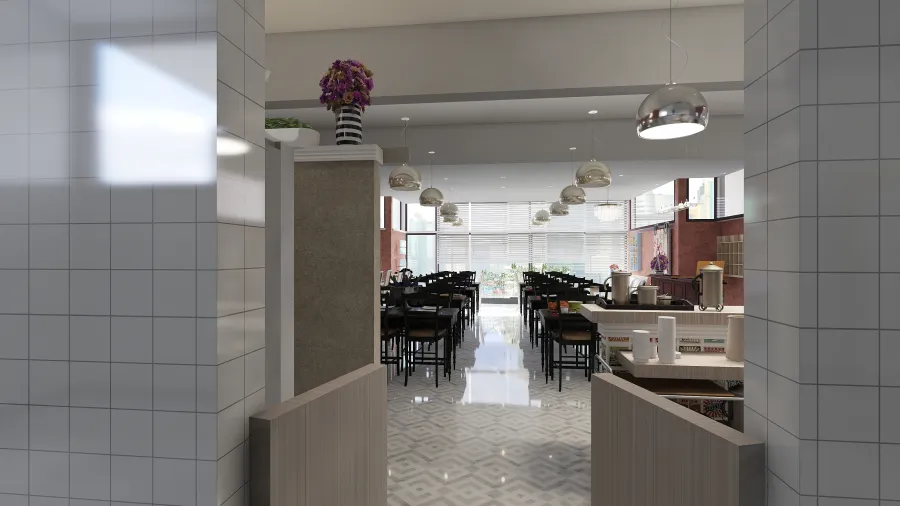 StyleOther Restaurant WoodTones Black Red 3d design renderings