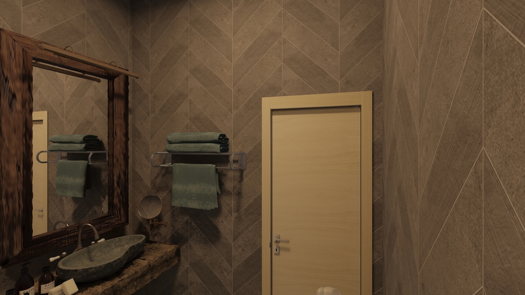 ArtDeco Modern Black White Grey Master Bathroom 3d design renderings