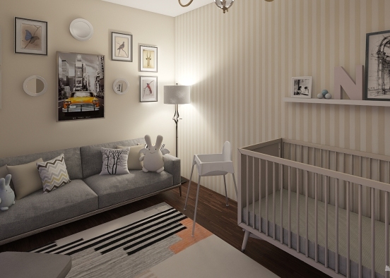 Baby girl Bedroom Design Rendering