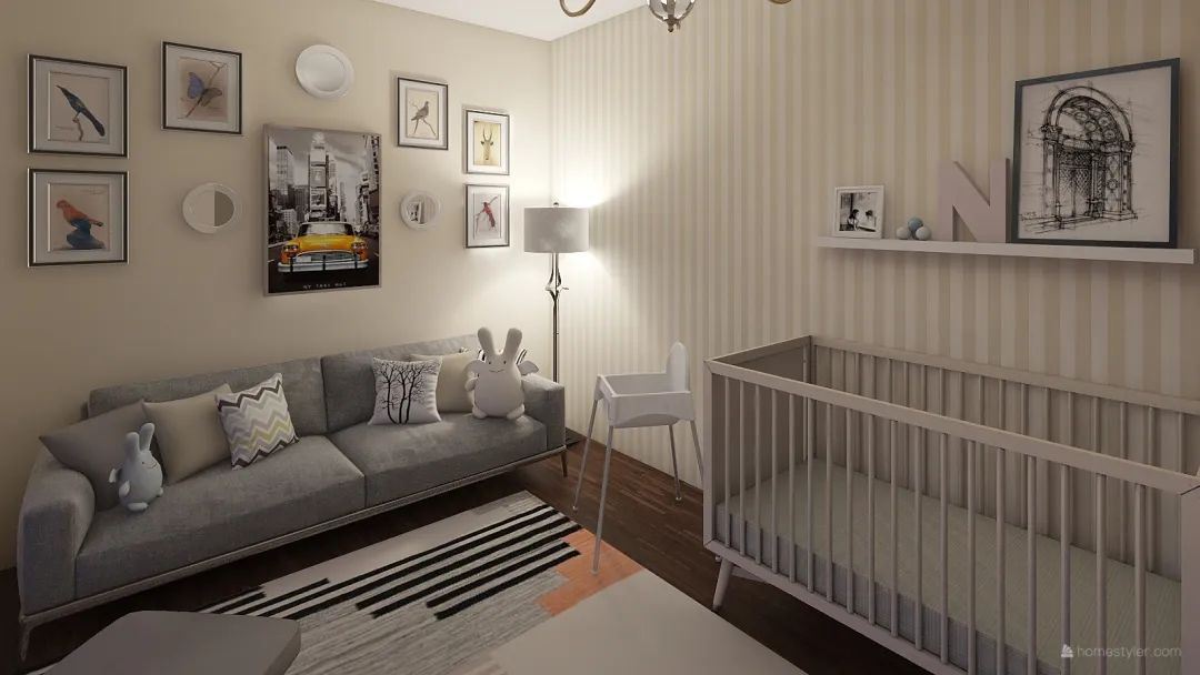Baby girl Bedroom 3d design renderings