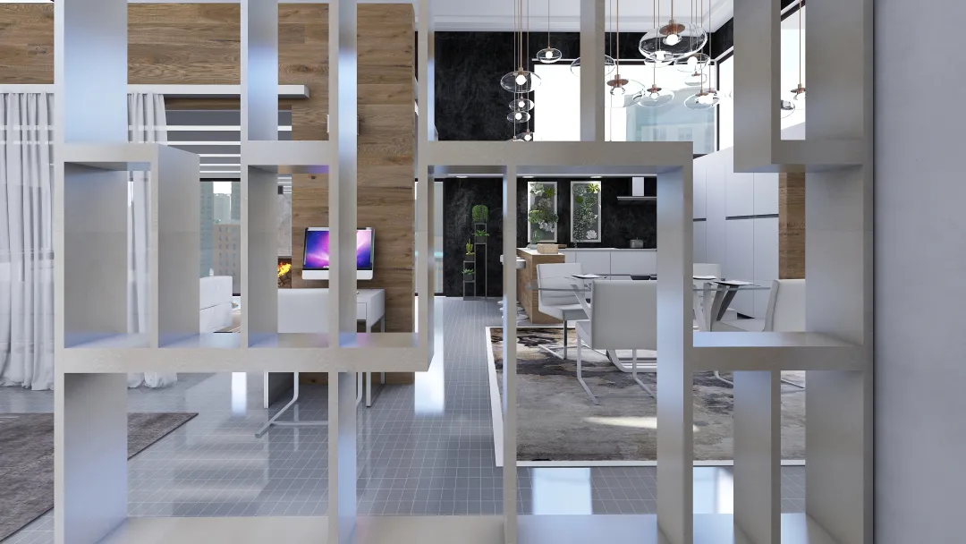 Modern ArtDeco Contemporary Doma Design WoodTones White EarthyTones 3d design renderings