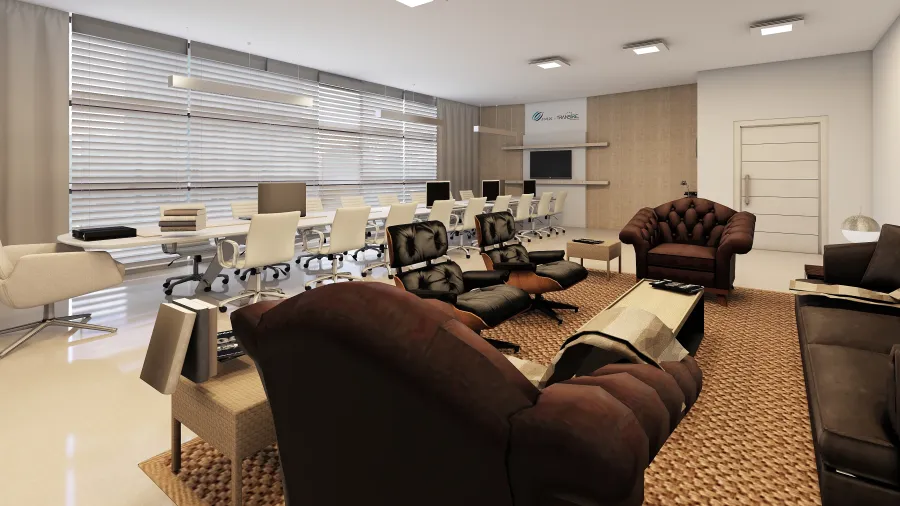 Modern Contemporary White Beige Unnamed space 3d design renderings