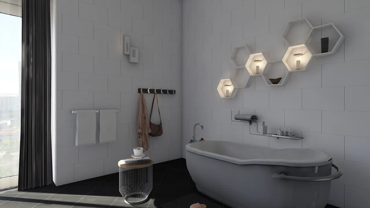 Decorative Bathroom Tile White Simple 3d design renderings