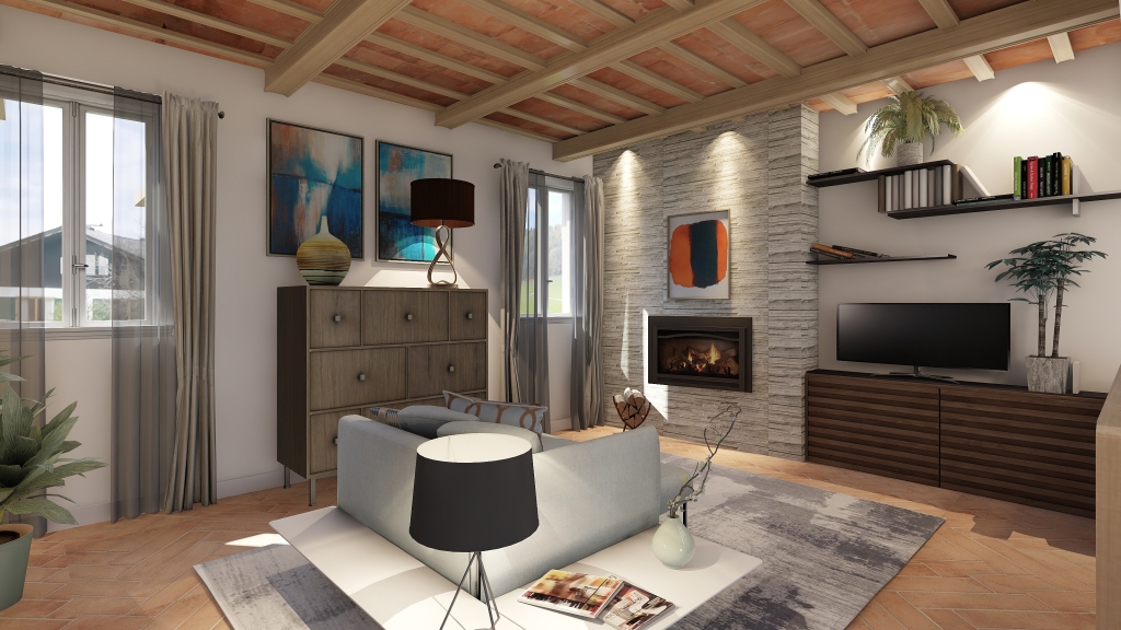Farmhouse Modern Grey WoodTones White Unnamed space 3d design renderings