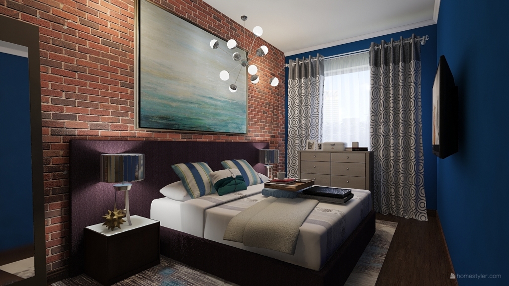 Modern StyleOther Yellow Blue WoodTones Living Room 3d design renderings