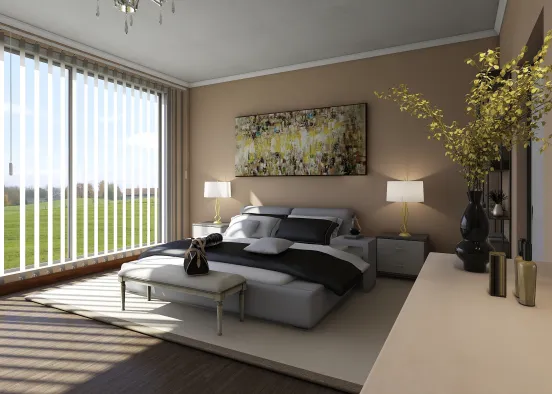 # Sunny warm bedroom Design Rendering