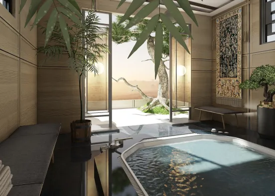 asian bathhouse Design Rendering