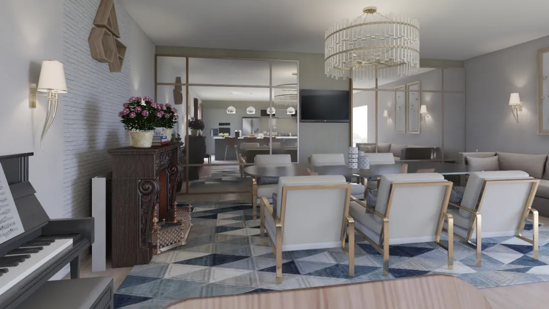 Cozinha/Sala de Jantar 3d design renderings