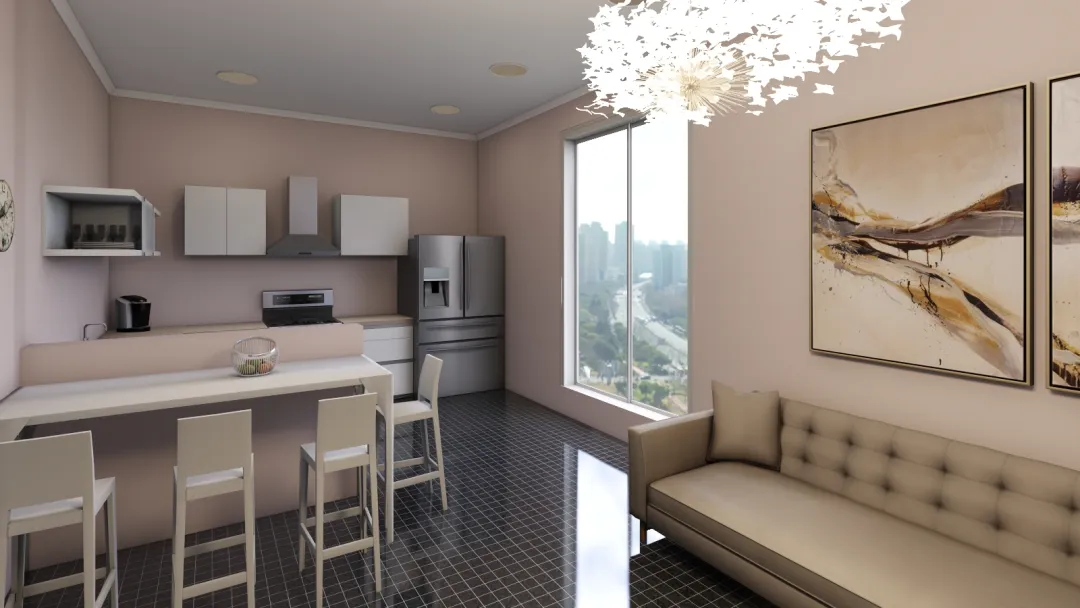 Three Rooms Studio Apartment 3d design renderings