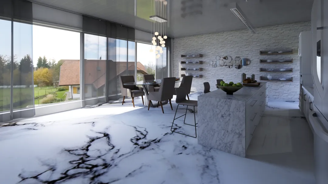 Kitchen/Dining room 3d design renderings