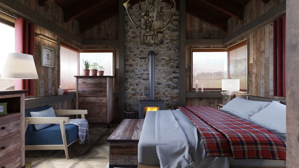 Cozy Cabin 3d design renderings