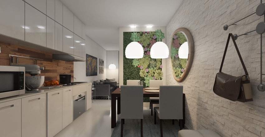 Studio Apartamento Interior Design Render