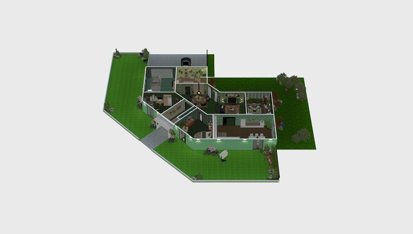 House in green 3d design picture 1054.86