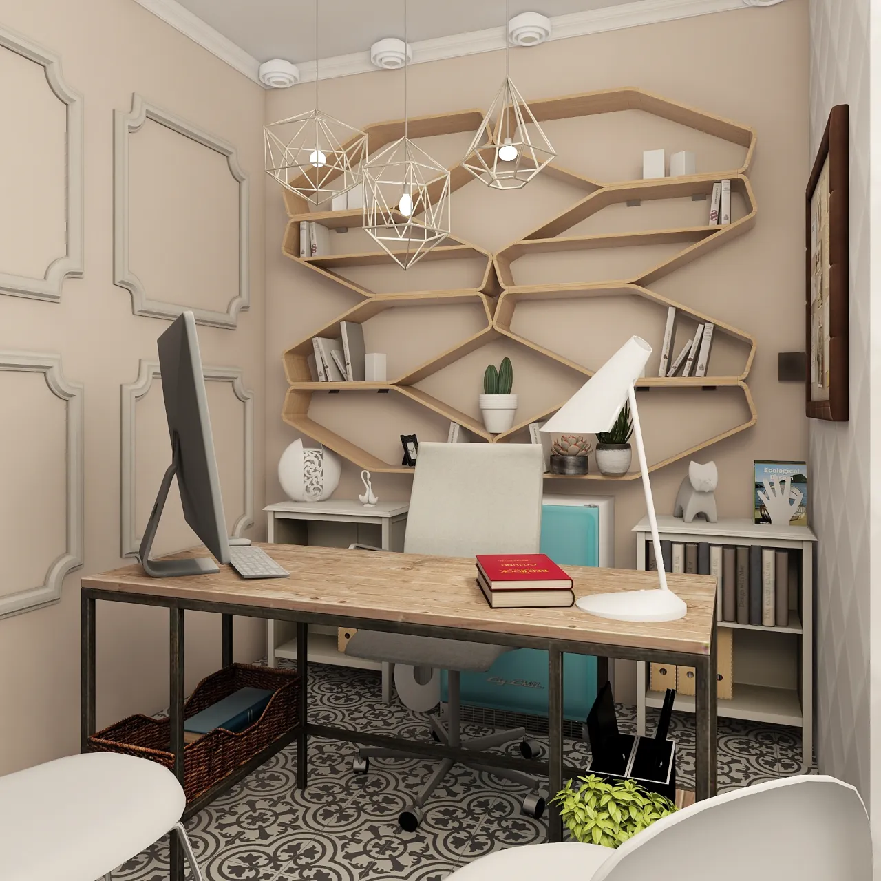 escritório 3d design renderings