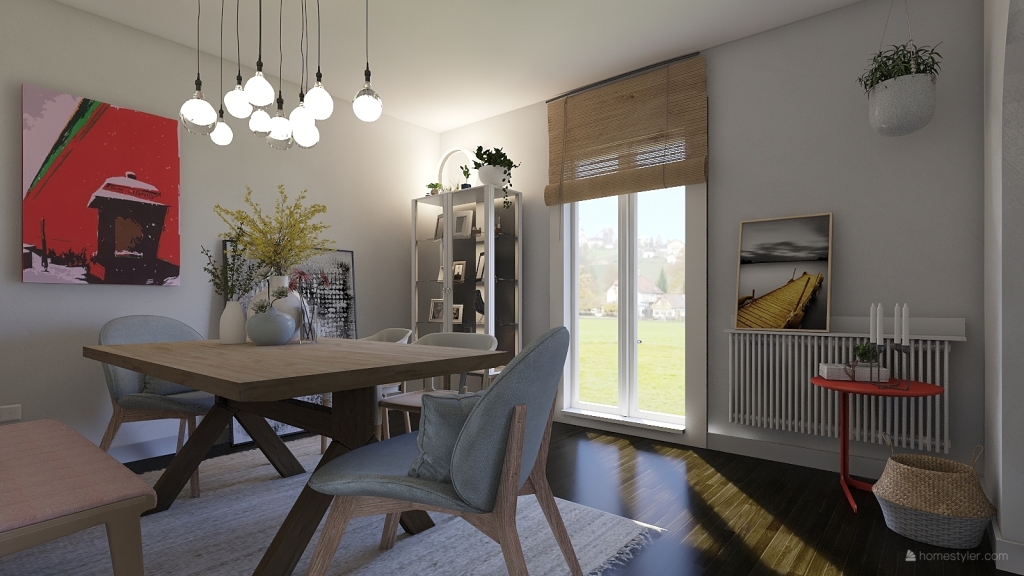 Rustic Contemporary Beige Grey Yellow Living Room 3d design renderings