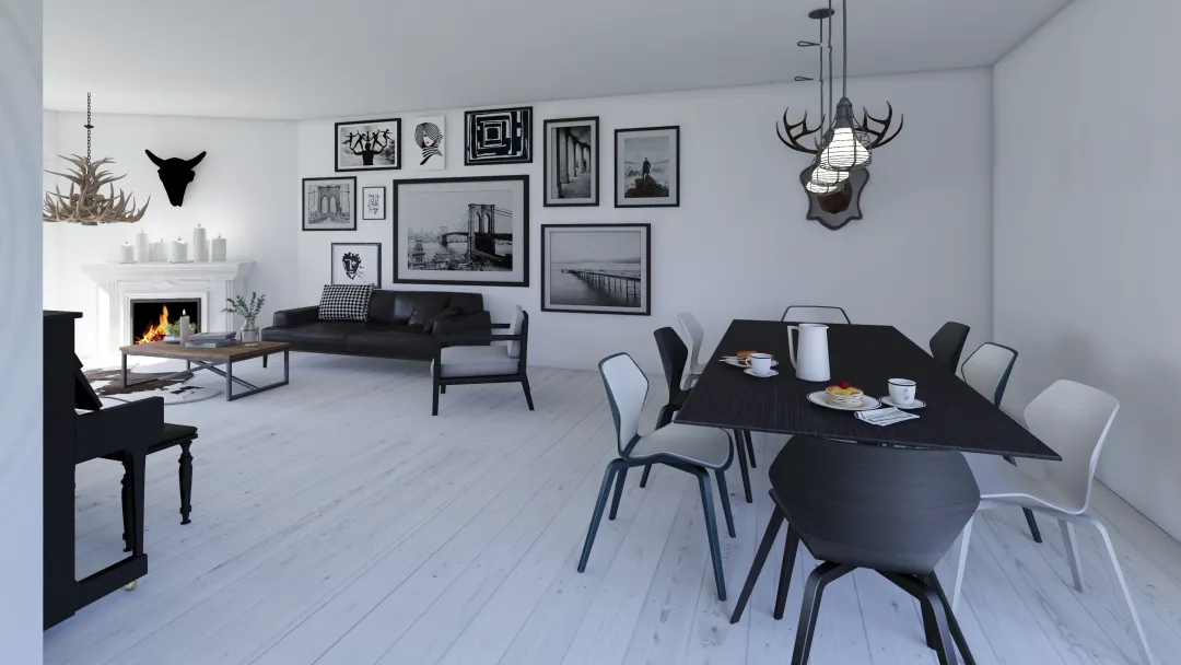 Black and White Family Home 3d design renderings