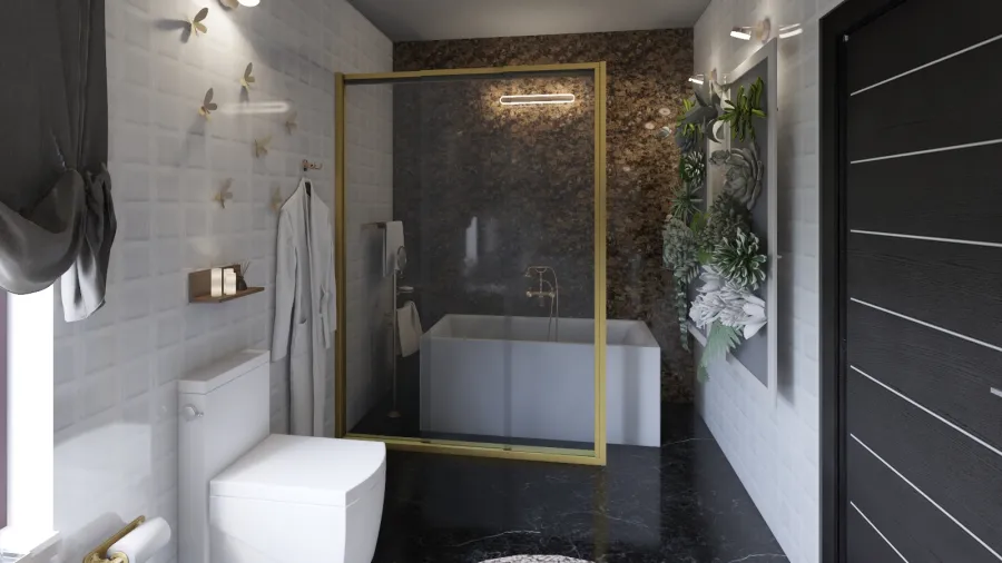 Industrial Modern Rustic Black White Grey WoodTones Beige Bathroom 3d design renderings
