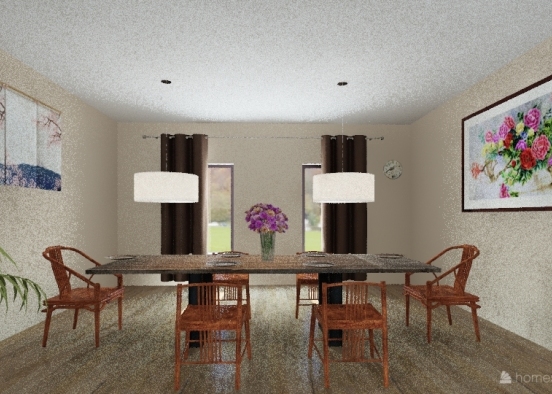 Living room and Dining room Design Rendering