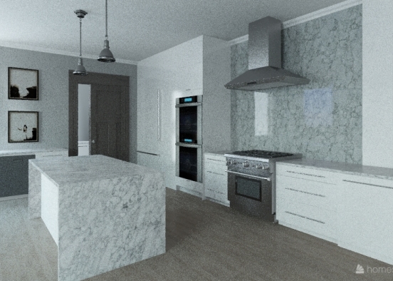 White Corner Kitchen Design Rendering