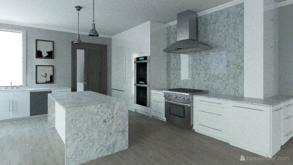 White Corner Kitchen 3d design renderings