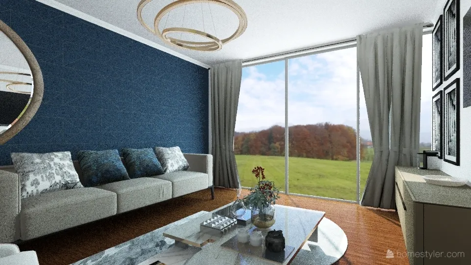 Modern lux.  Living room. 3d design renderings
