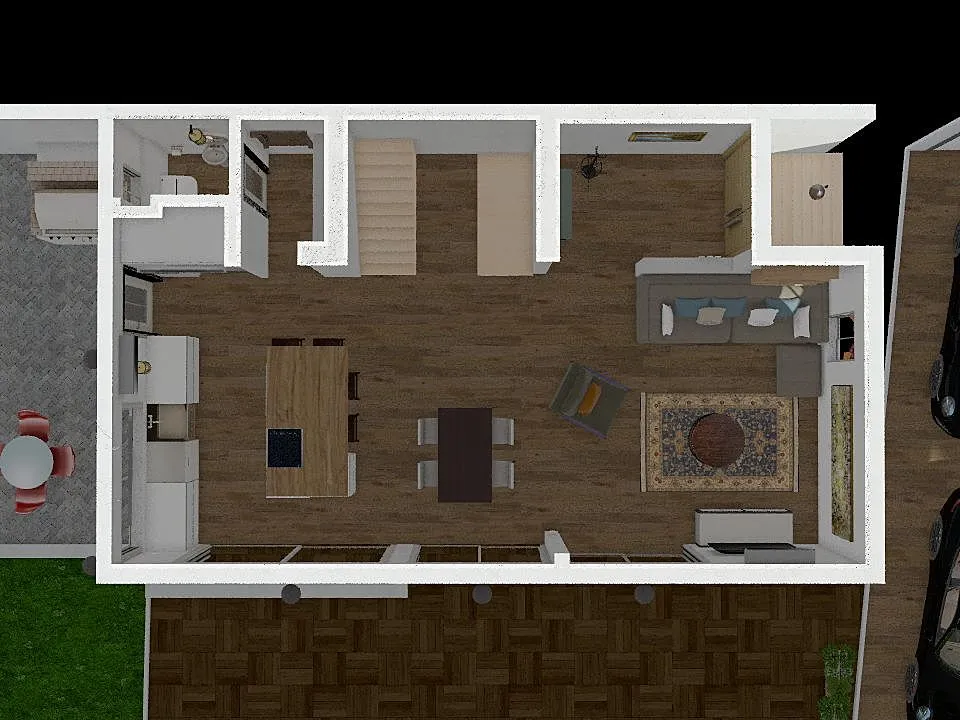 1st Floor- stove on island 3d design renderings