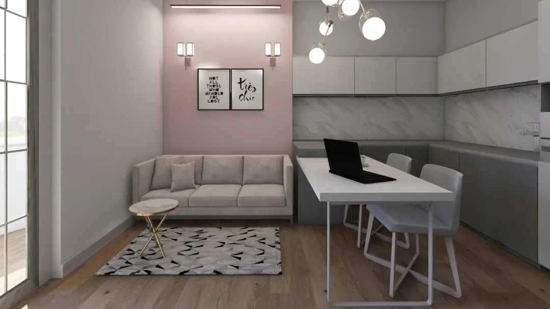 Барная стойка + стол приставлен 3d design renderings