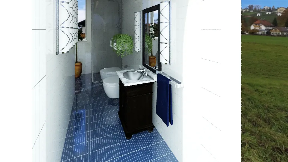 Little navy bathroom 3d design renderings