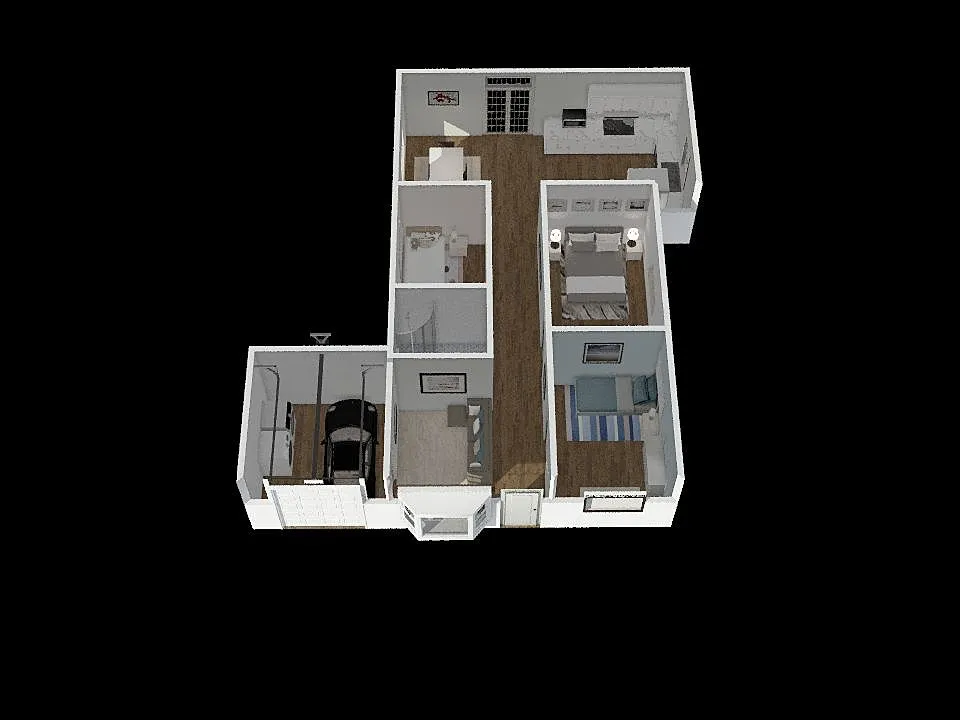 1st assignmnet: Design home for family of 4; less than or equal to 100 sq ft 3d design renderings