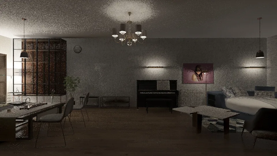 Balanced Living Room 3d design renderings