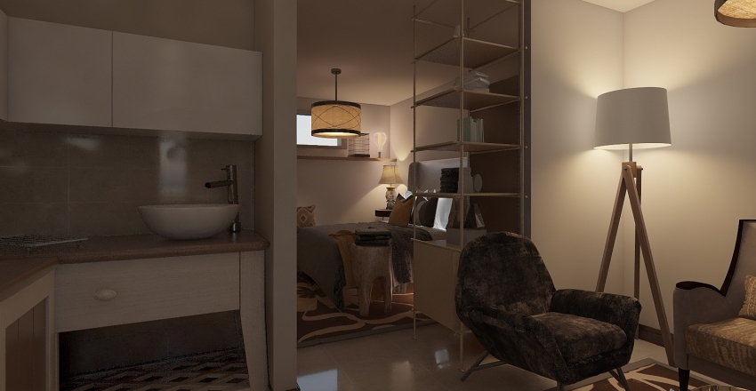Monolocale ristrutturato: 35 mq più luminosi al piano terra Interior Design Render