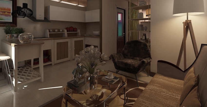Monolocale ristrutturato: 35 mq più luminosi al piano terra Interior Design Render