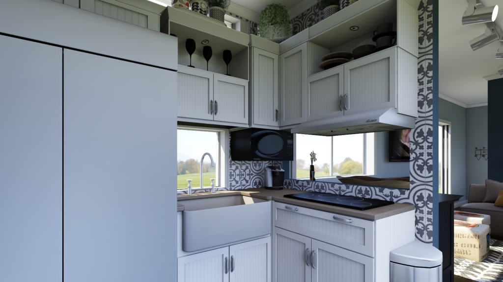 Kitchen & Living 3d design renderings