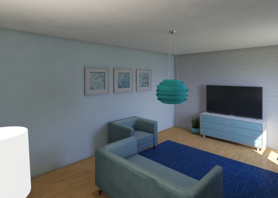 blue  living room Design Rendering