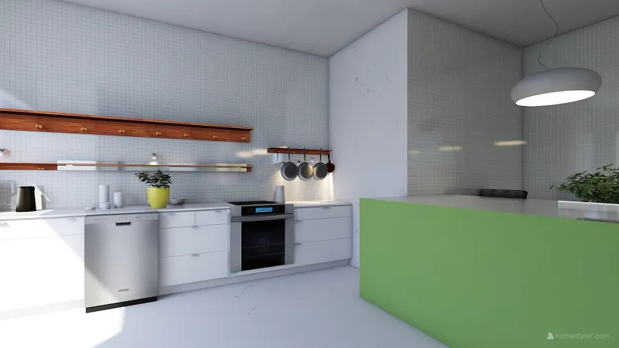 StyleOther Contemporary Blue White Green Kitchen 3d design renderings