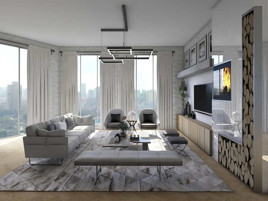 Contemporary Modern Beige Grey Unnamed space 3d design renderings
