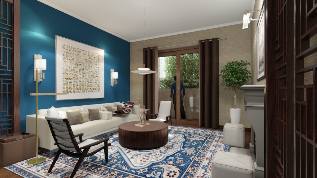 Modern StyleOther Downtown Condo Renovation Austin, TX Yellow Blue WoodTones 3d design renderings