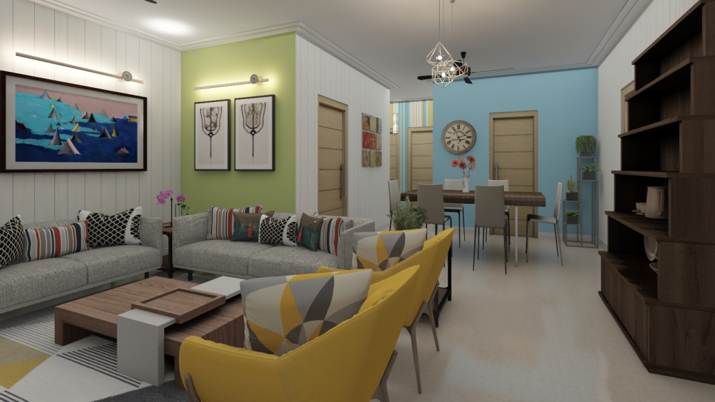 3 BHK Apartment 3d design renderings
