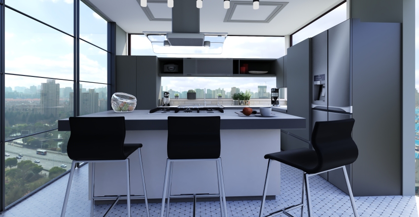 Contemporary Blue Grey WarmTones White Unnamed space 3d design renderings