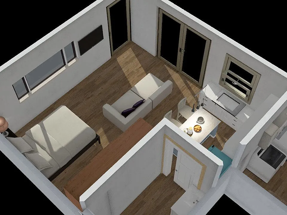 BackHouseADU_v5 - L-Kitchen Laundry 3d design renderings