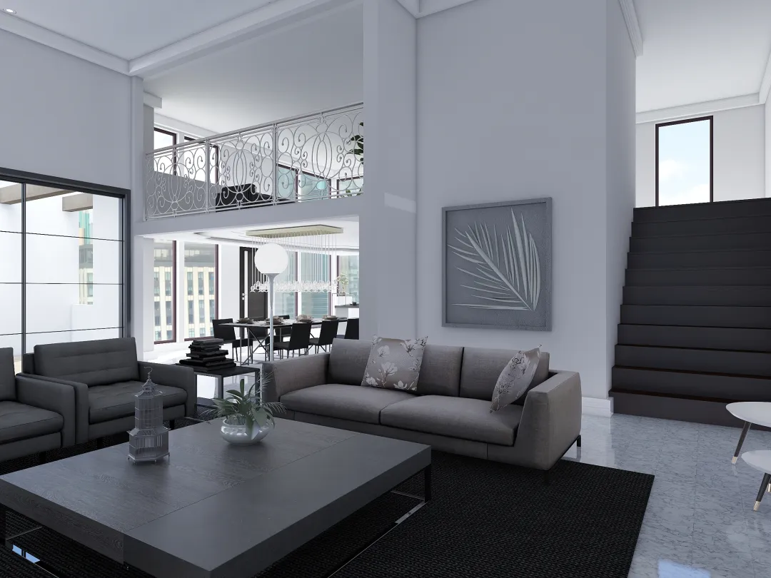 Modern Bauhaus Doma Design II. Grey White 3d design renderings
