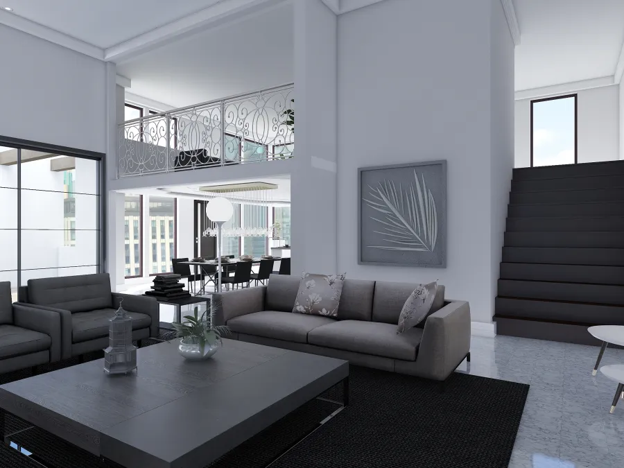 Modern Bauhaus Grey White Unnamed space 3d design renderings