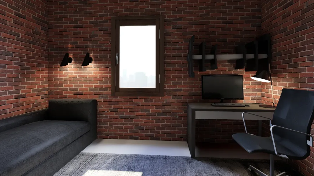 Polish Teenager's brick room 3d design renderings