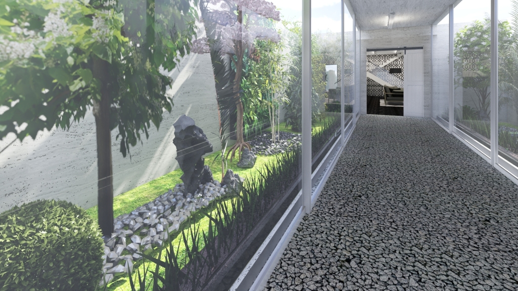 Scandinavian Bauhaus Modern Grey Black White Hallway 3d design renderings